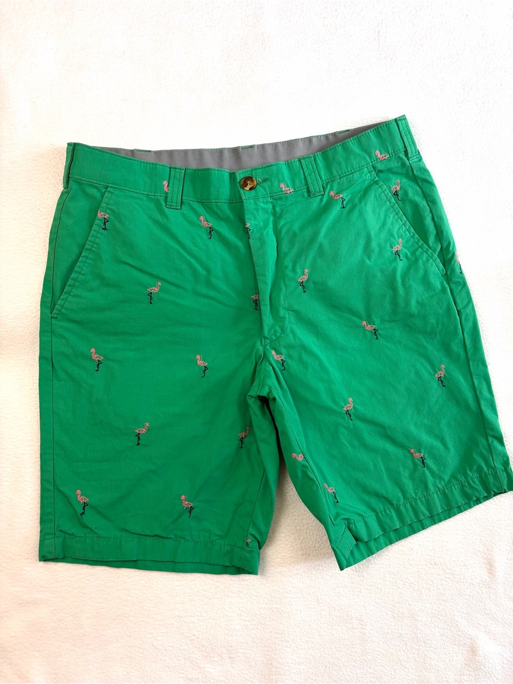 Club Room Green Flamingo Embroidered Chino Shorts Men’s 30W‎ Preppy Golf Casual